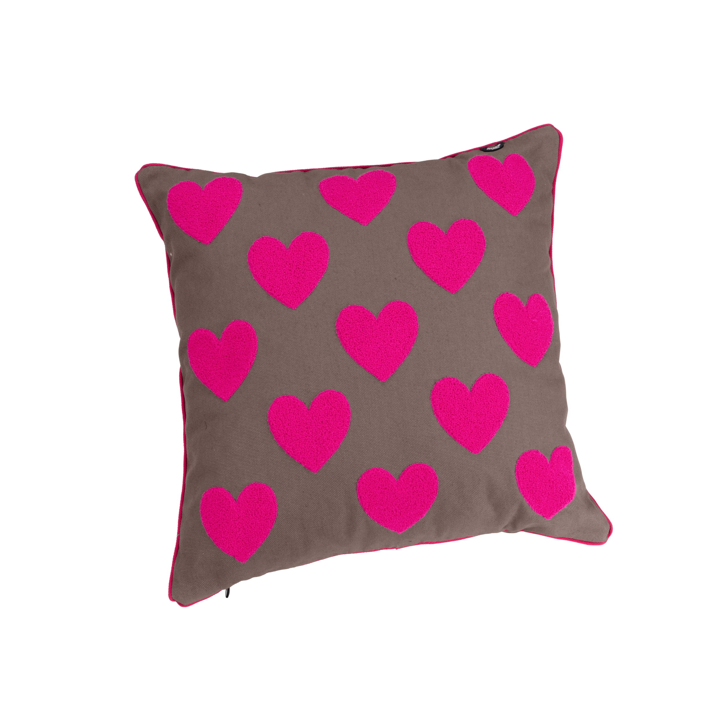 Kissen, Herz-Muster, Kissenbezug, grau, pink, Kissen, Herz-Muster, Grauer Hintergrund, Pinke Herzen, Kissenbezug