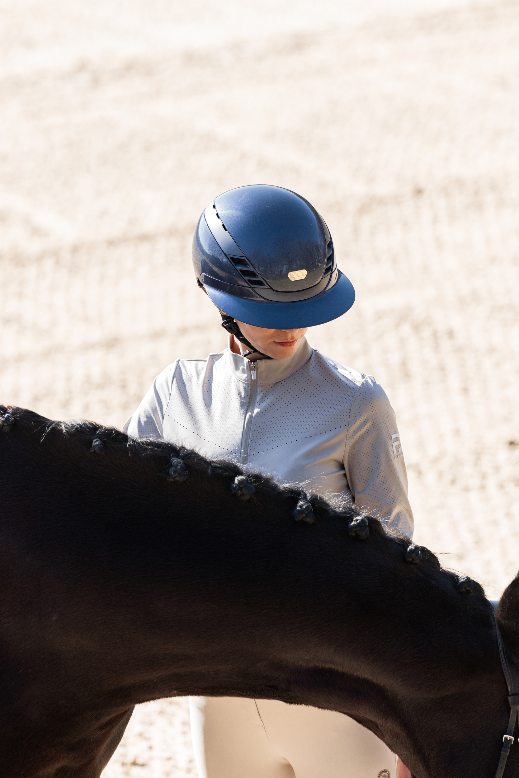 pferdesport, helm, reitoutfit, pferd, geflochtene zopf