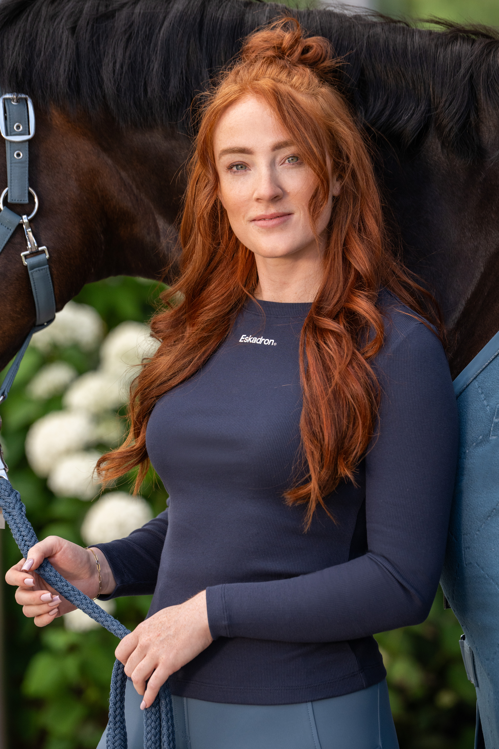 equestrian, reiten, langarm, navy, pferd og bridle