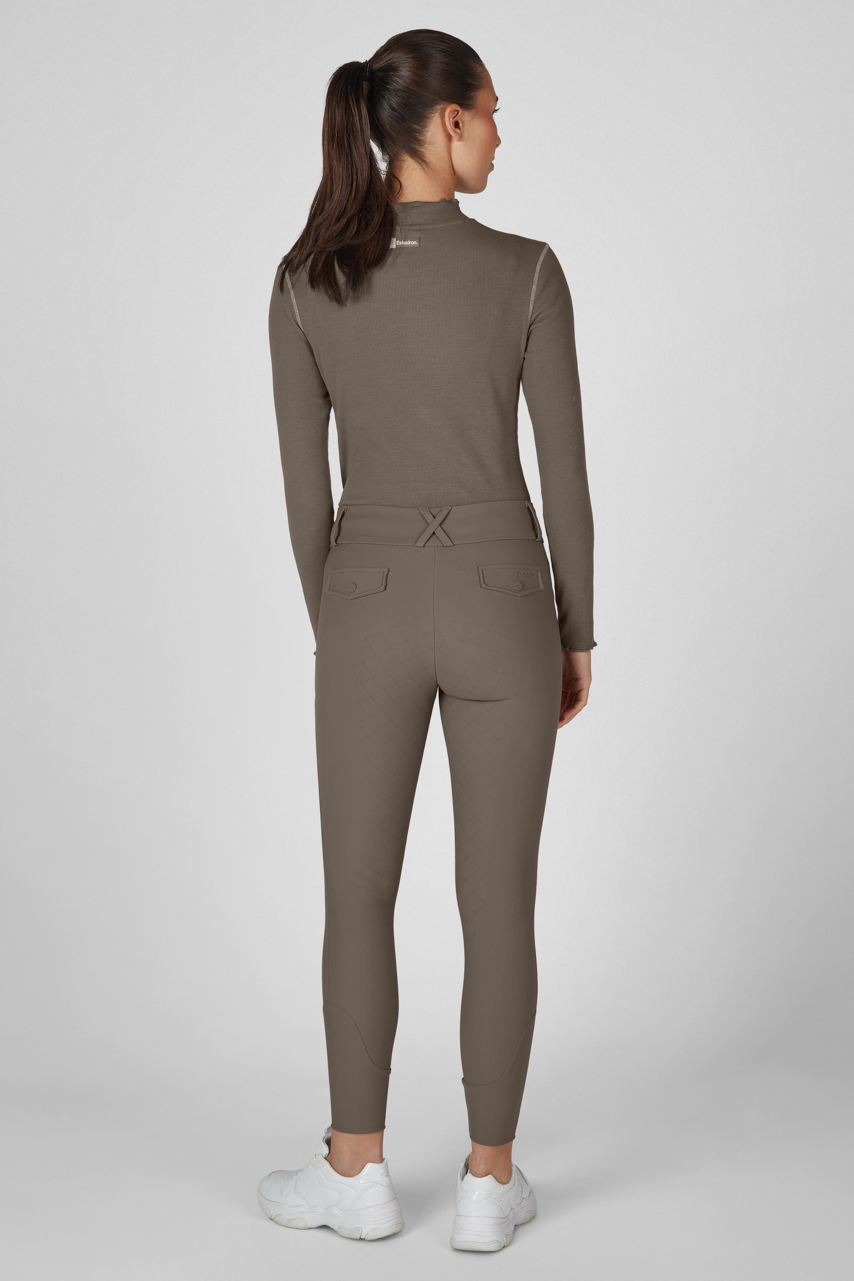 Tights, Long Sleeve, Taupe, Rückentaschen, High-waist, turtleneck, langarmshirt, hosenleggings, high-waist, taupe