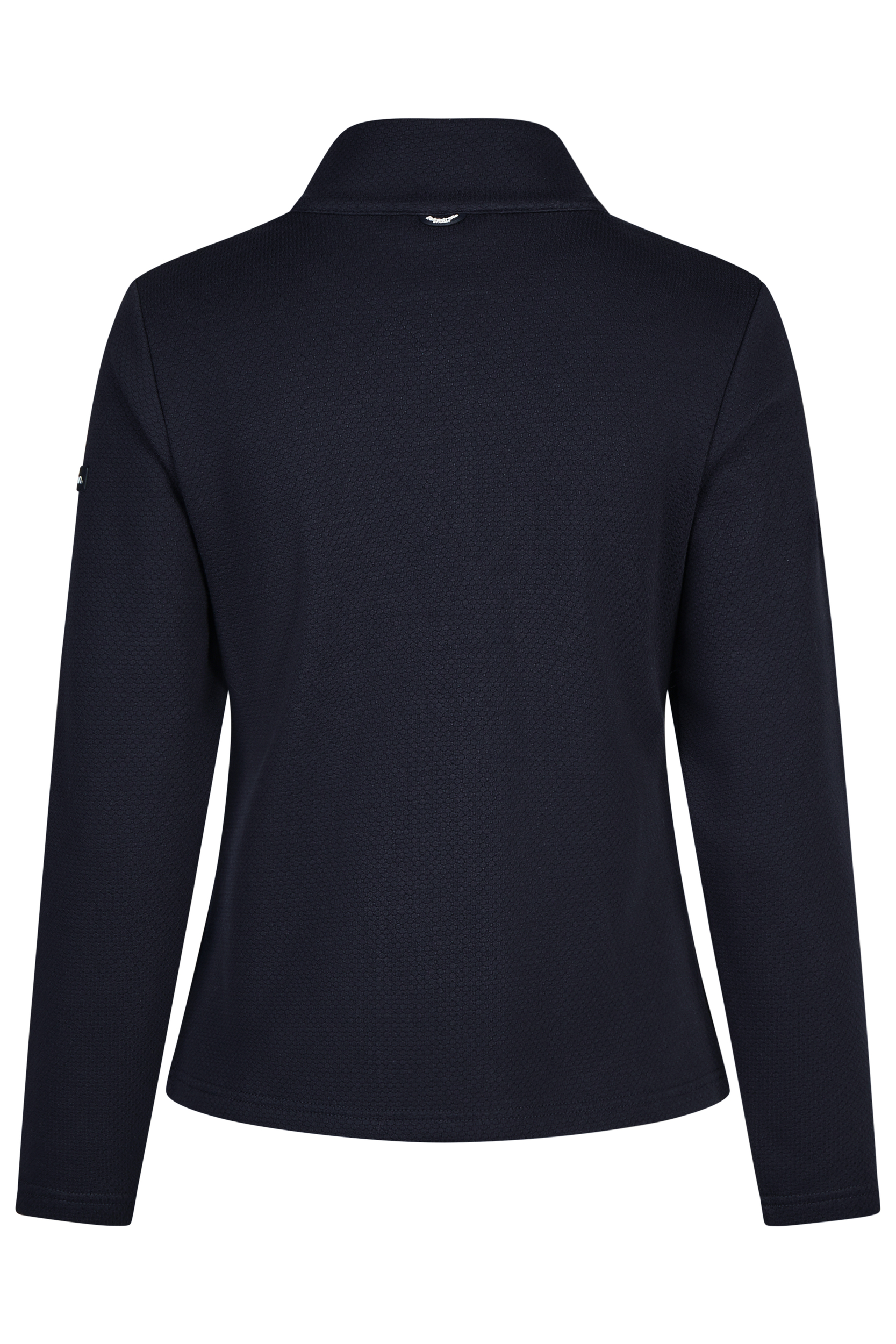 Jacket, Navy, Langarm, Kragen, Textur, damenjacke, n navy, langarm, kragen, reissverschluss-lose jacke