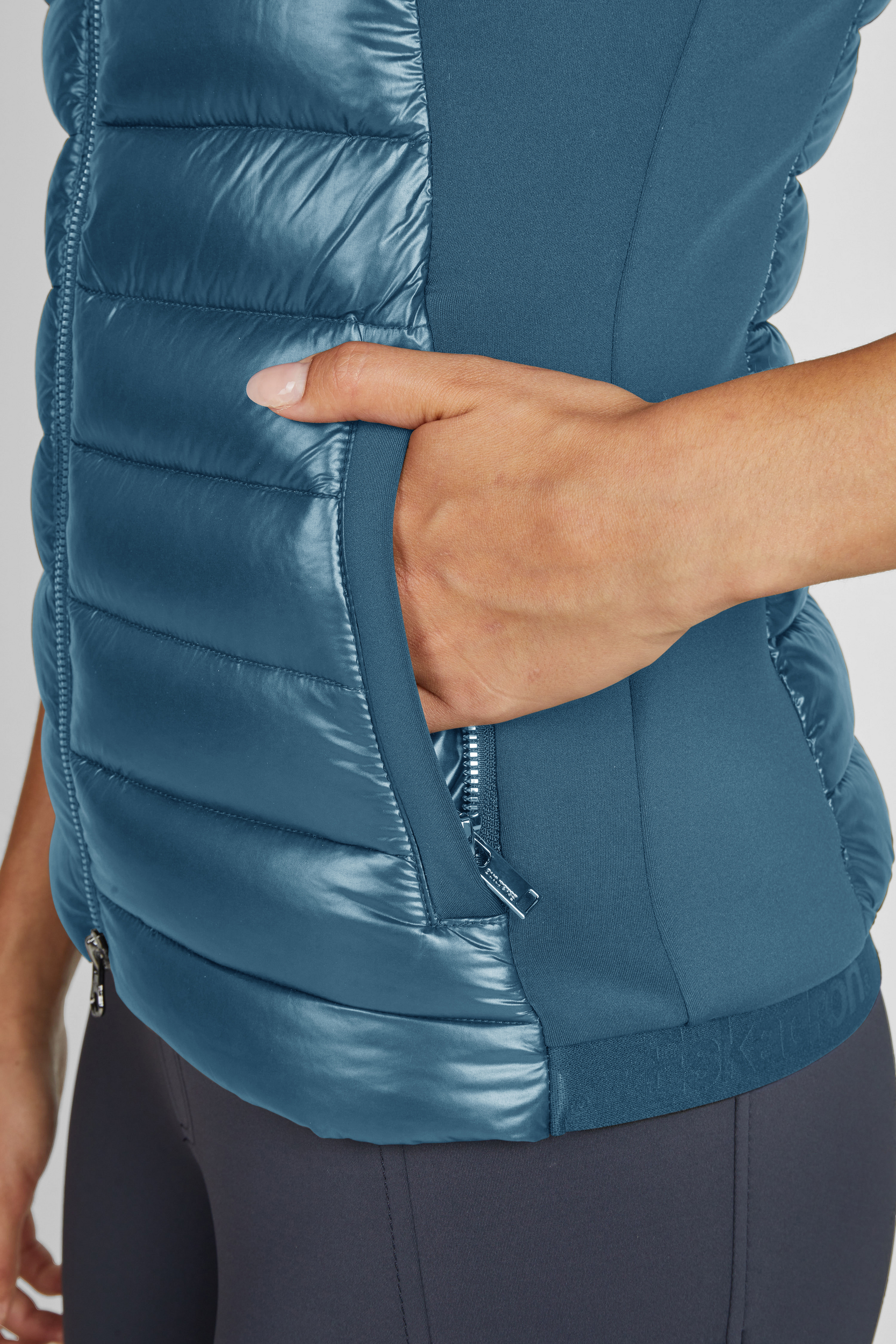 Daunenjacke, Puffer mit Reißverschluss, Seitentasche, Weste, Blau
