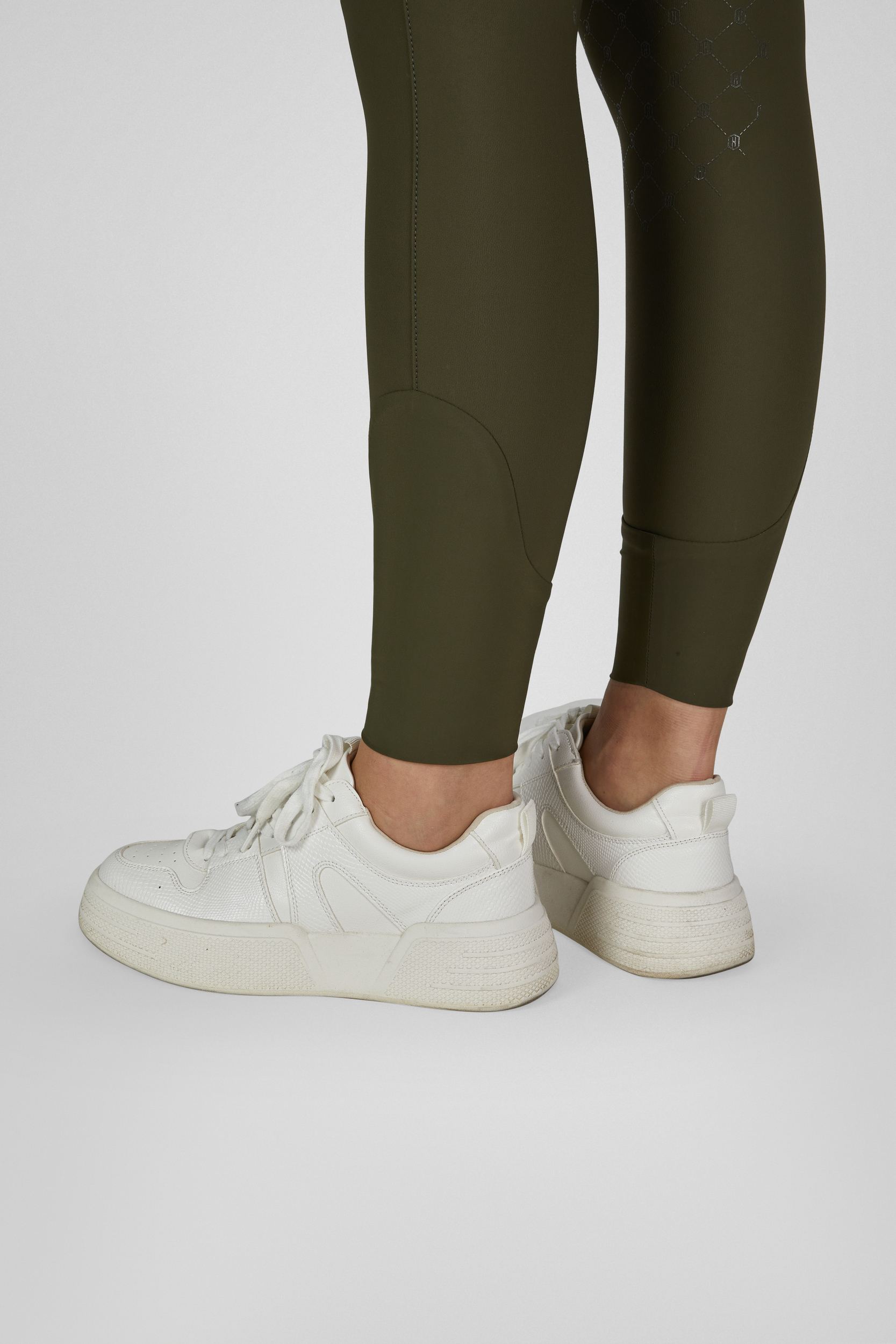 Leggings, Olivgrün, Knöchellang, Knieeinsätze, Sneakers, Sportleggings, Olivgrün, Silikon-Grip, Knöchellang, Nahtdetails
