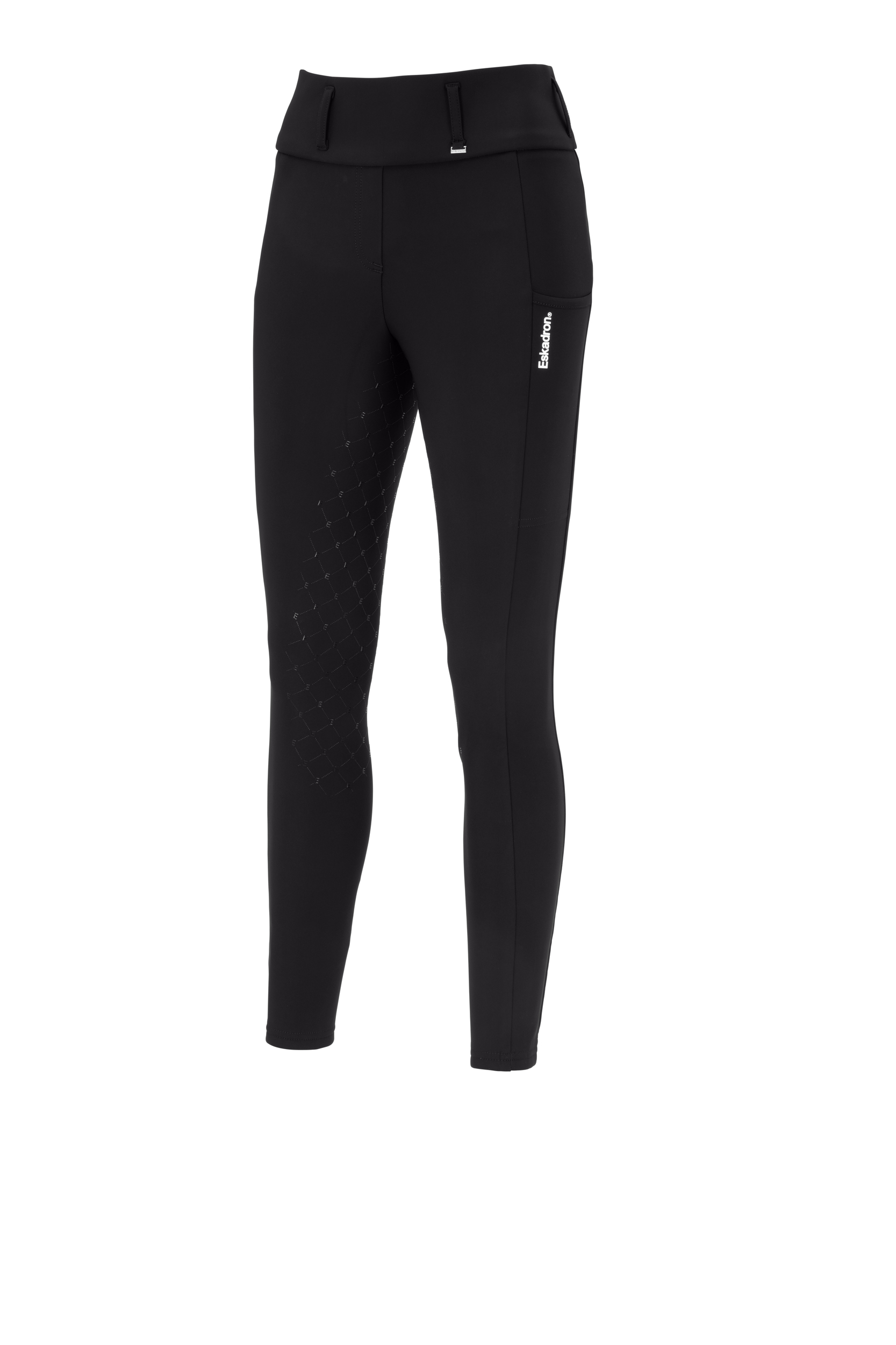 Reithose, Schwarz, Hoher Bund, Silikon-Kniebesatz, Seitentasche, Reithose, Schwarz, Silikon-Grip, Seitentasche, Breiter Bund