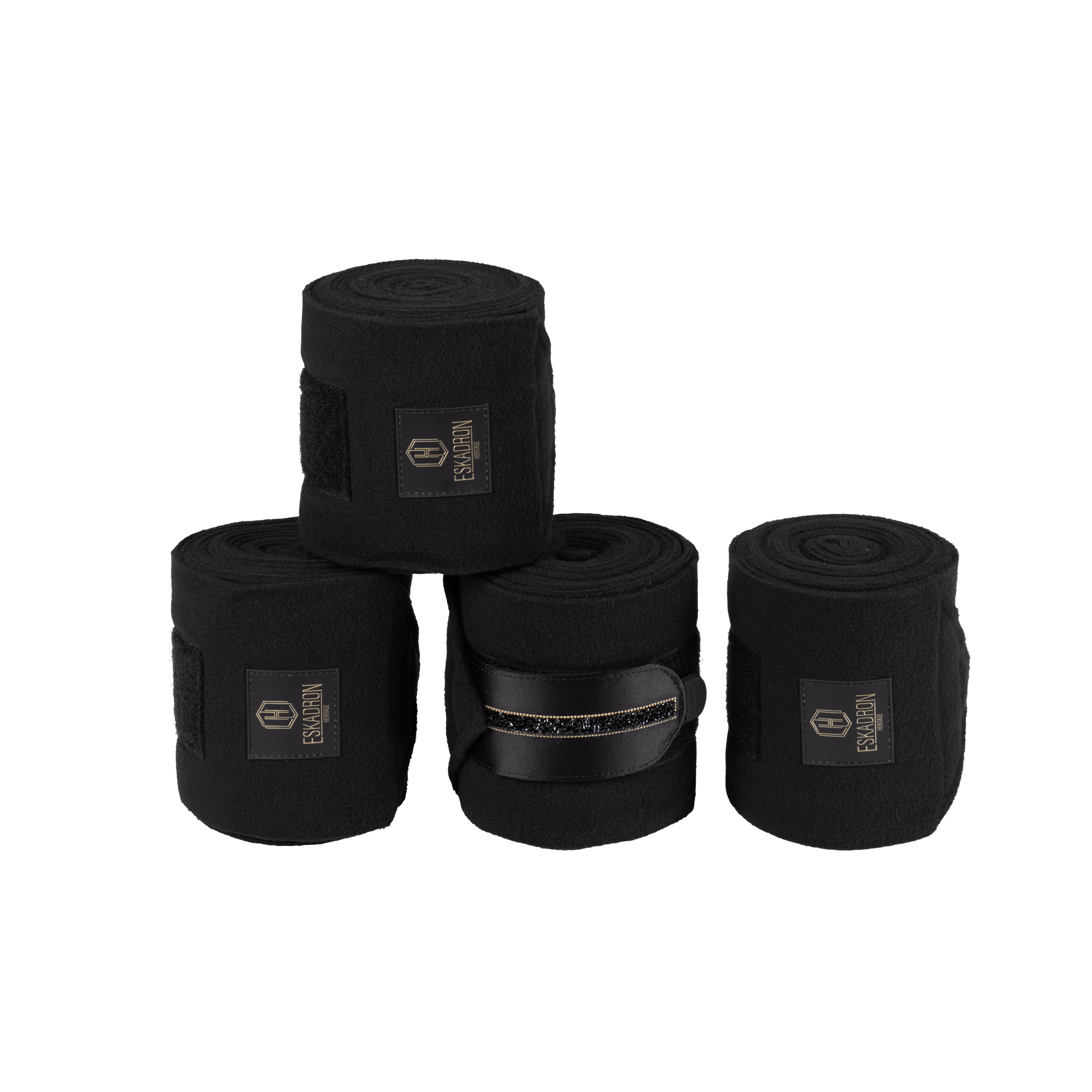 Pferdebandagen, Schwarz, Fleece, Klettverschluss, Vierer-Set, Pferdebandagen, Schwarz, Fleece, Klettverschluss, Vierer-Set