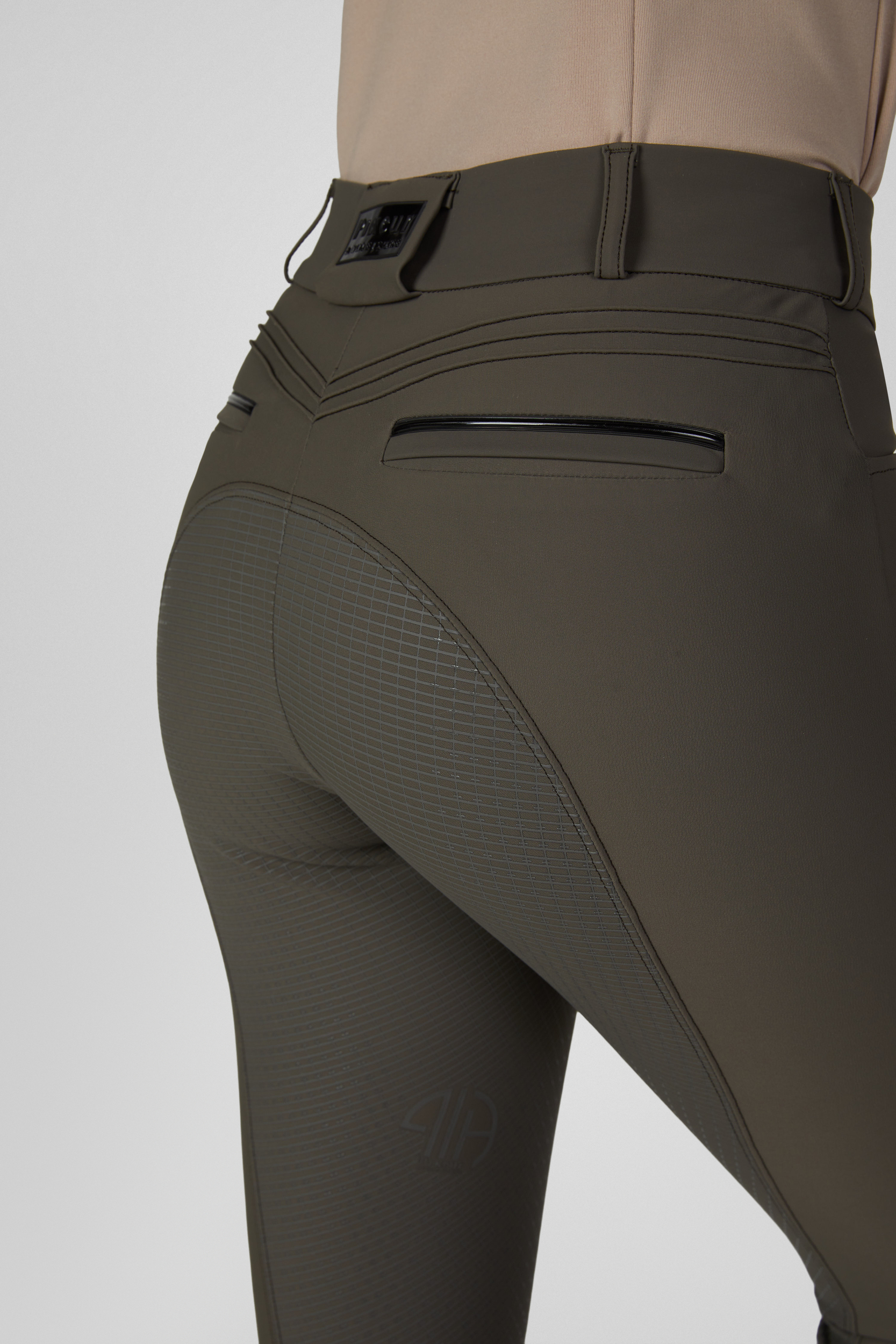 Reithose, Tights, Radhose, Rücken-Reißverschluss, Größen-Detail, Reithose, Radhose, Sporthose, Klettverschluss, Paspel