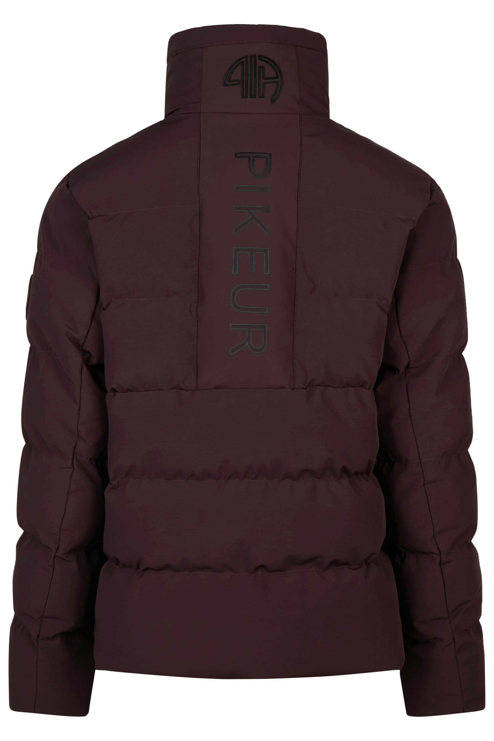 Daunenjacke, Pufferjacke, Lila, Stehkragen, Logo/Markenzeichen, Pufferjacke, Burgunderrot, Daunenjacke, wasserabweisend, senkrechter Logo