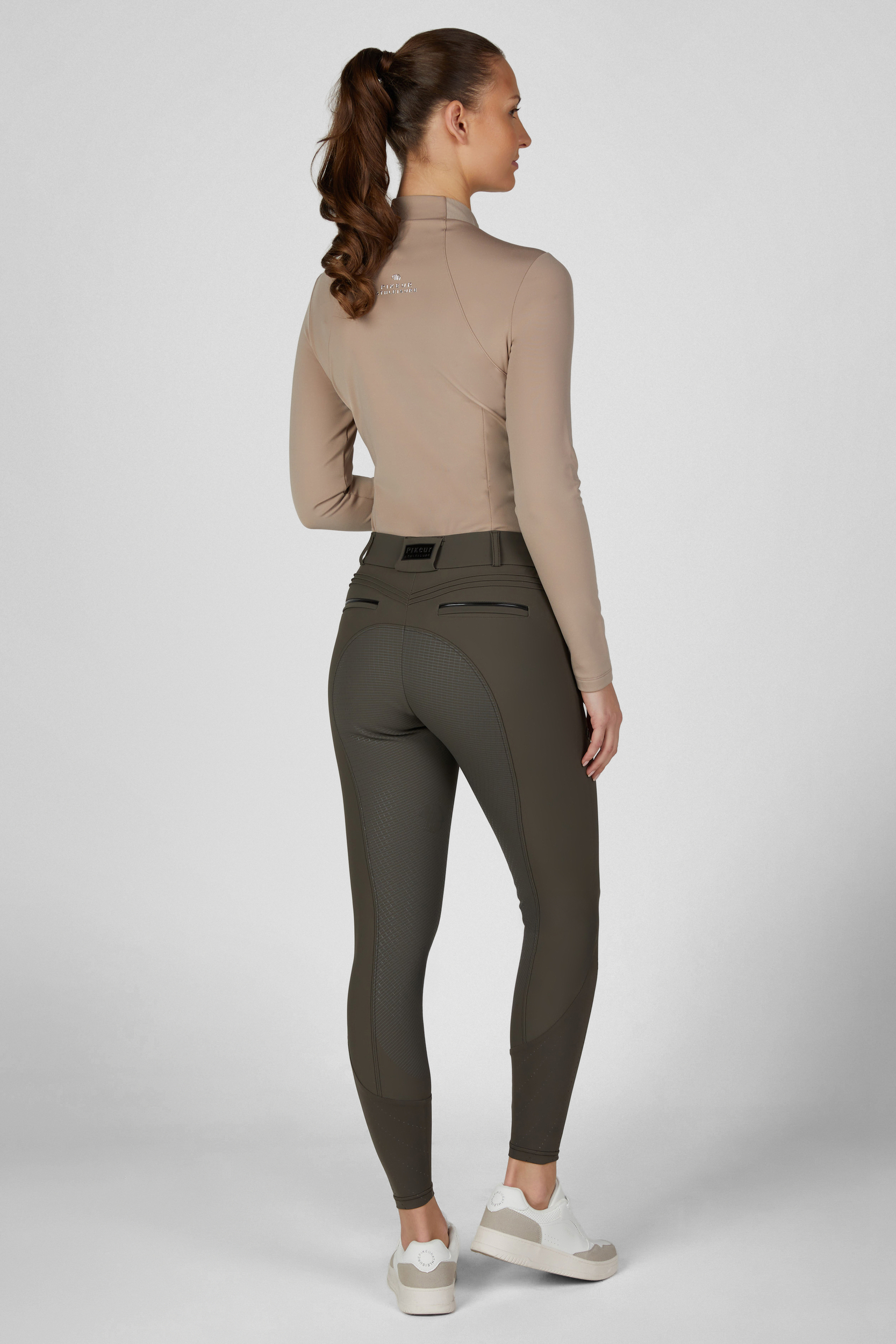 strumpfhose, reitleggings, athletische bekleidung, elastischer stoff, gesäßtasche, Jacket, Langärmlig, Rollkragen, Beige, Reithose