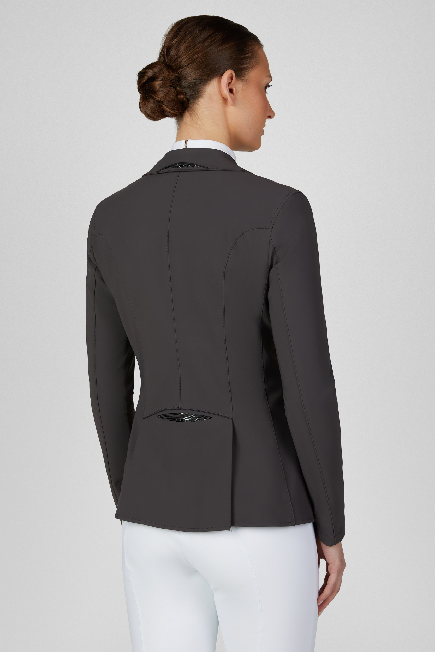 jacke, blazer, rückseite, dunkelgrau, tailored, Blazer, Damen, Rückenansicht, Knopfloch, Paspel, jacket, blazer, gray, fit, backview