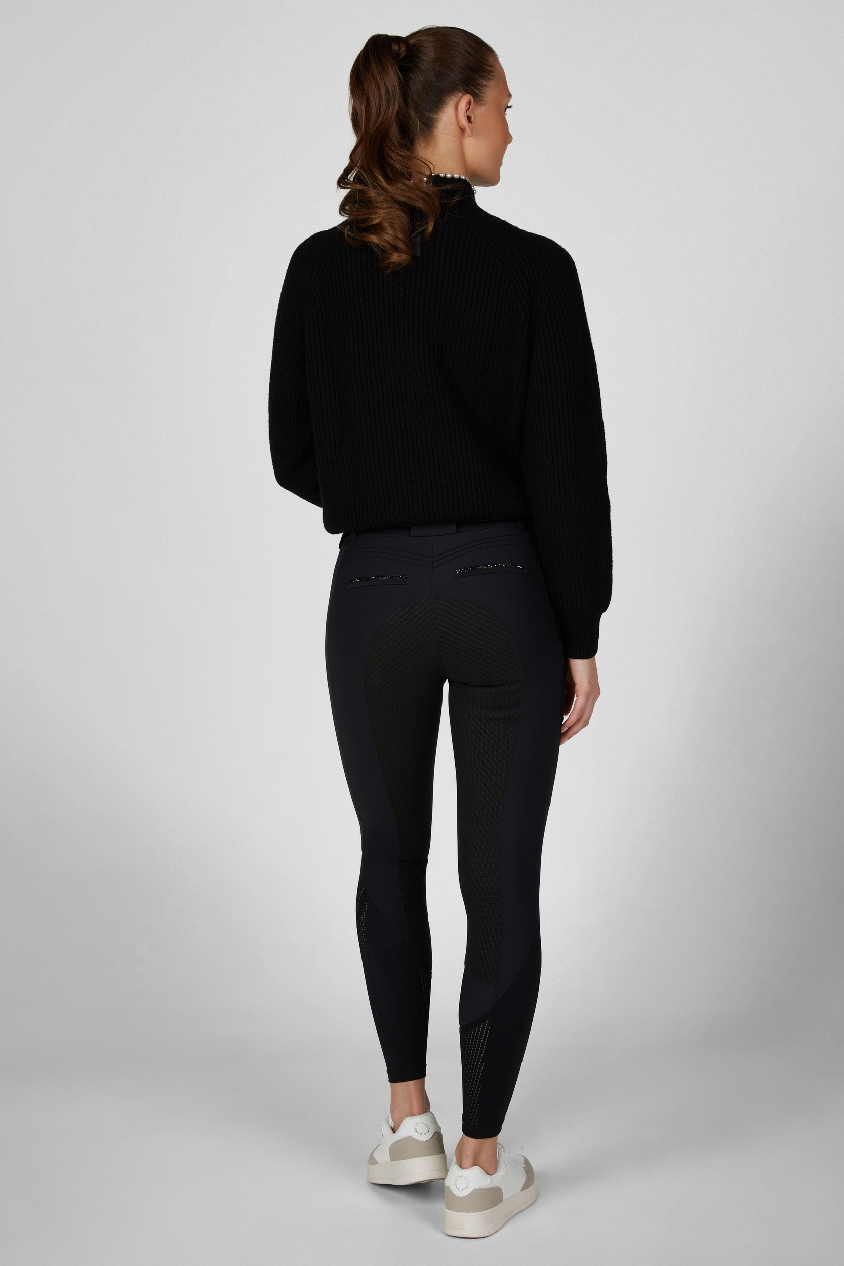 strumpfhose, legging, hoch tailliert, dunkel, rückseite, leggings, reithelmts, dunkelblau, bordüre, detailierte-passform