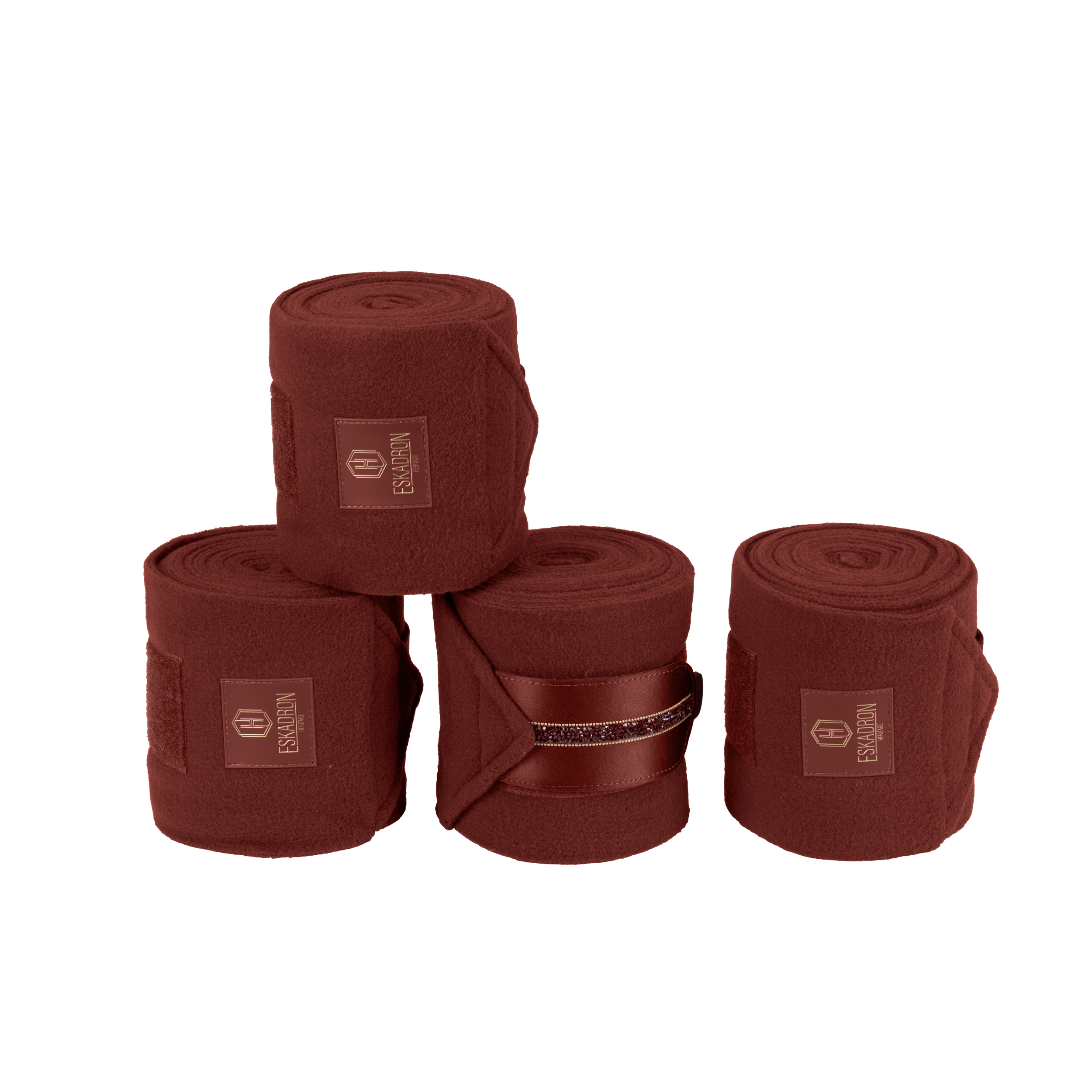Pferdebandagen, Fleece, Bordeauxrot, Strassbesatz, Vierer-Set, Pferdebandagen, Fleece, Bordeauxrot, Viererset, Strassbesatz