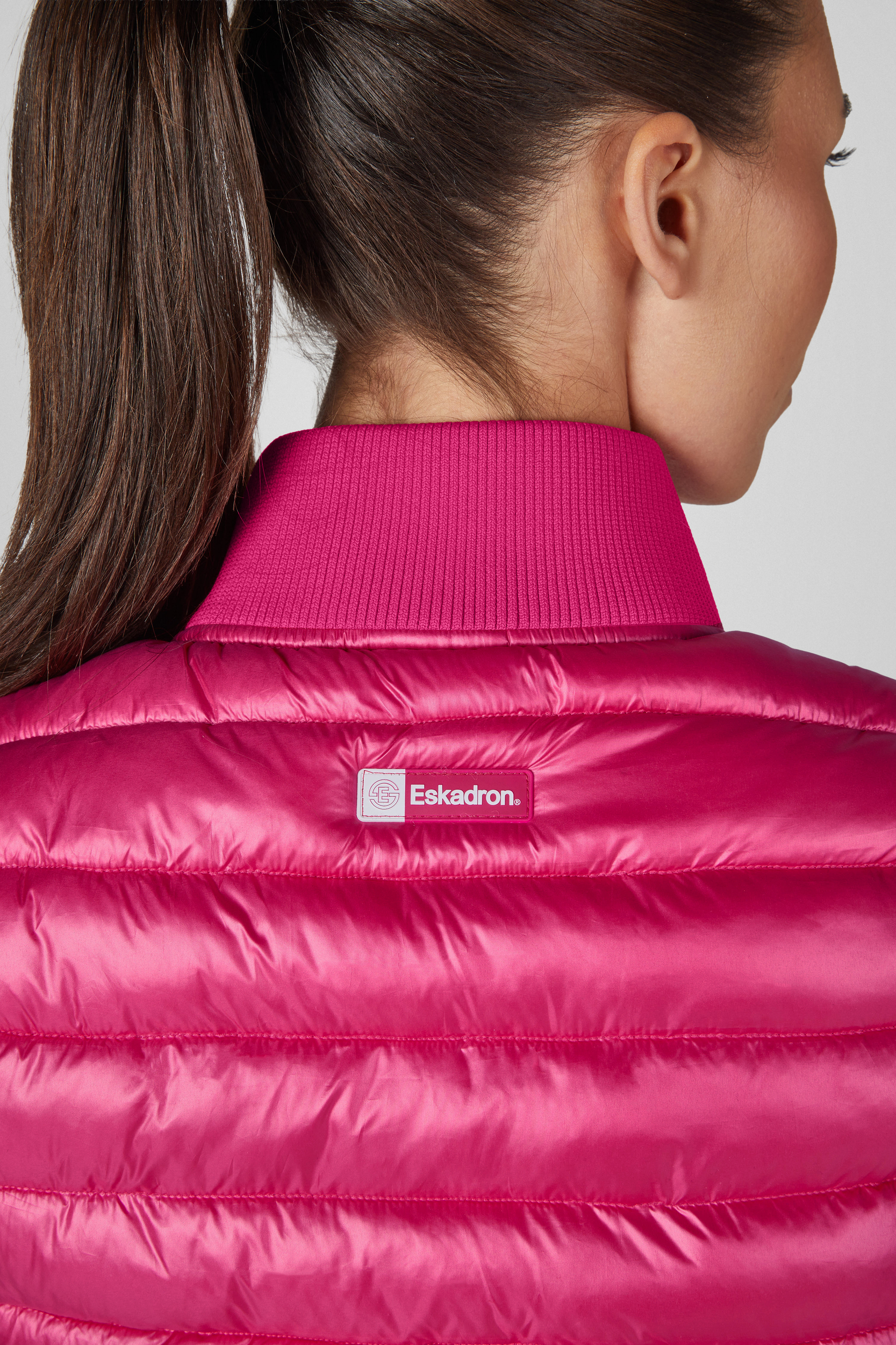 gepolstertes Mantel, Daunenjacke, pink, Rippkragen, Logo-Label