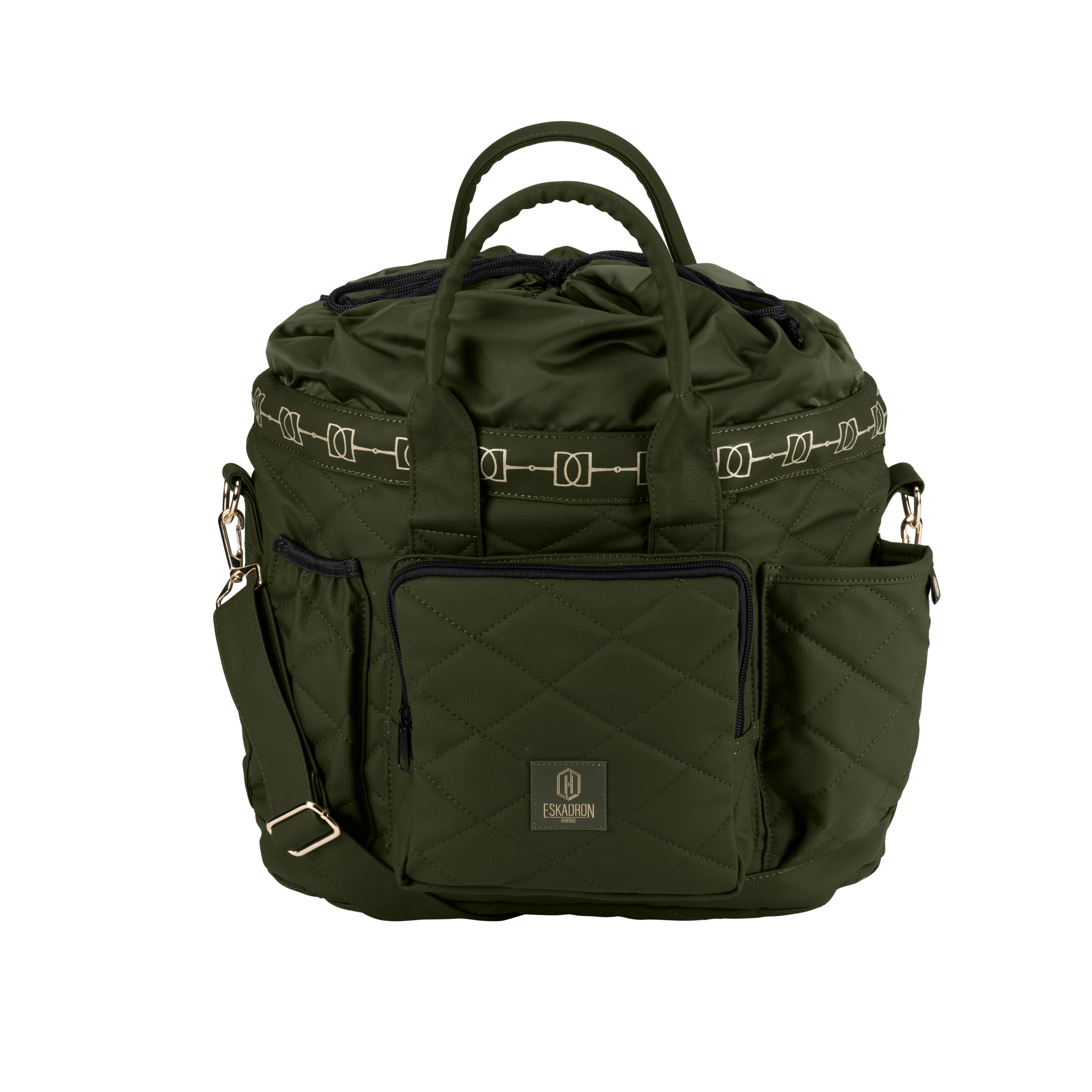 Tasche, Steppdesign, Olivgrün, Reißverschluss, Schulterriemen, Tasche, Dunkelgrün, Rautensteppung, Reißverschluss, Tragegriffe