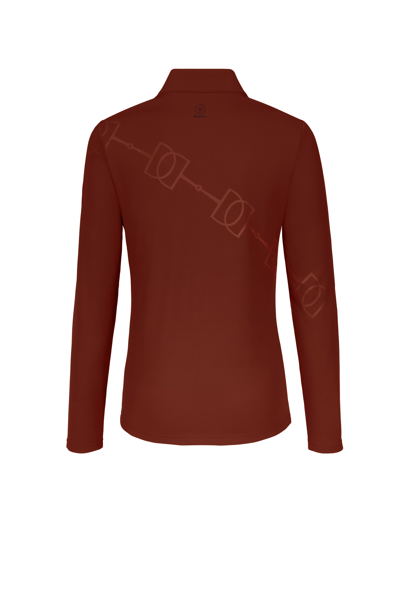 Langarmshirt, Stehkragen, Dunkelrot, Grafikmuster, Sportbekleidung, Langarmshirt, Stehkragen, Dunkelrot, Ton-in-Ton-Muster, Rückendruck