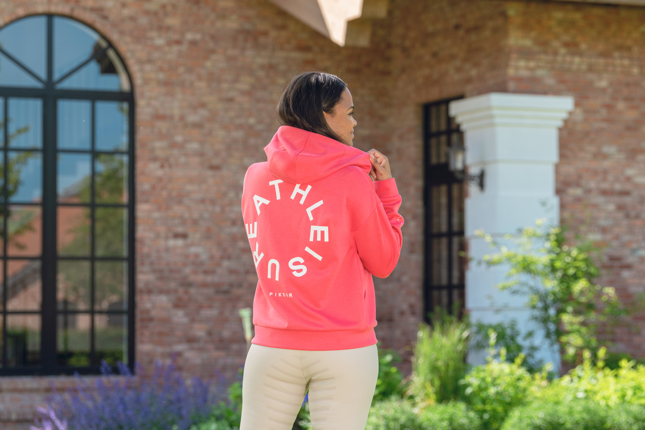 hoodie, pink, back, graphic, casual