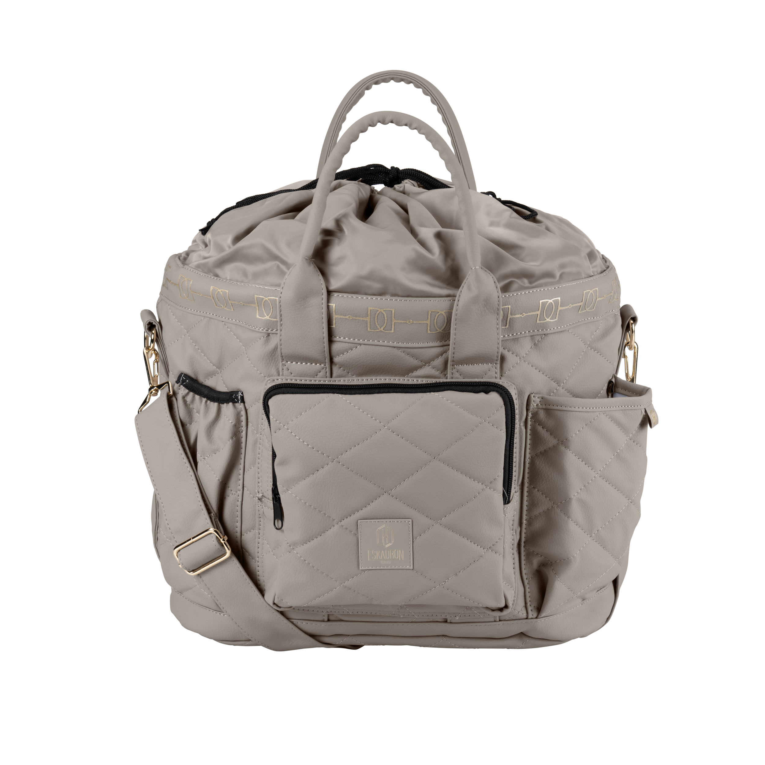Wickeltasche, Rucksack, Kunstleder, Taupe, Rautensteppung, Wickeltasche, Steppdesign, Taupe, Kunstleder, Schultergurt