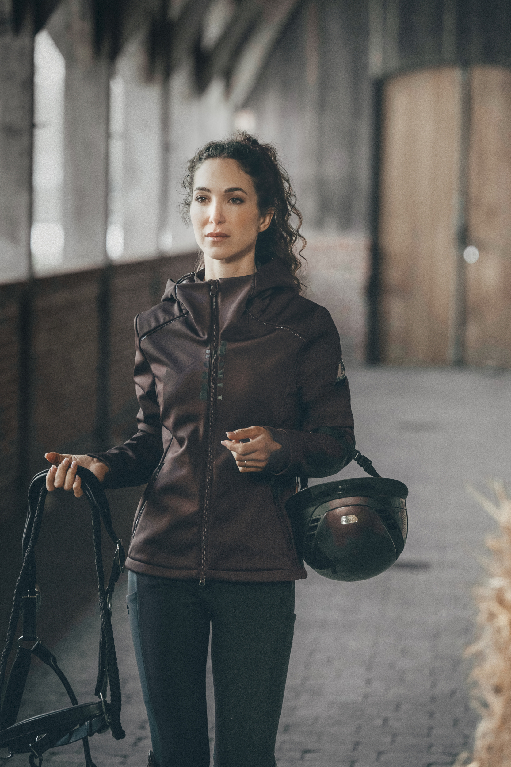 Jacke, Hardshell, dunkelbraun, Reißverschluss, Helmhalterung, jacke, softshell, braun, kapuze, weiblich
