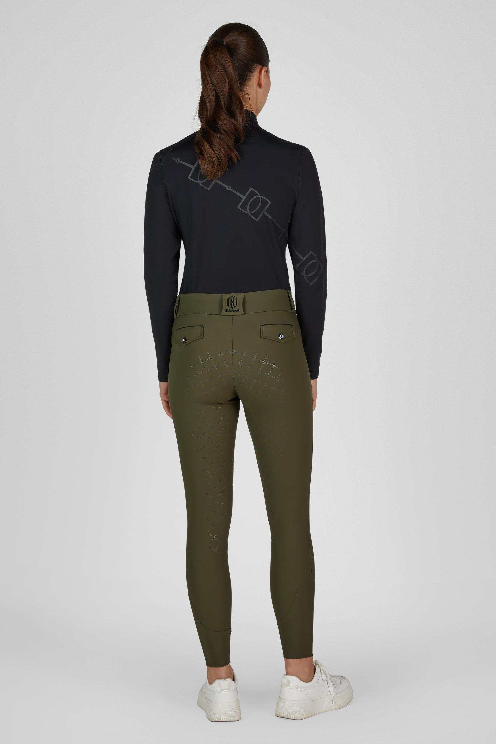 Reithose, Olivgrün, Vollbesatz, Silikongrip, Langarmshirt, Reithose, Olivgrün, Vollbesatz, Silikonbesatz, Gesäßtaschen