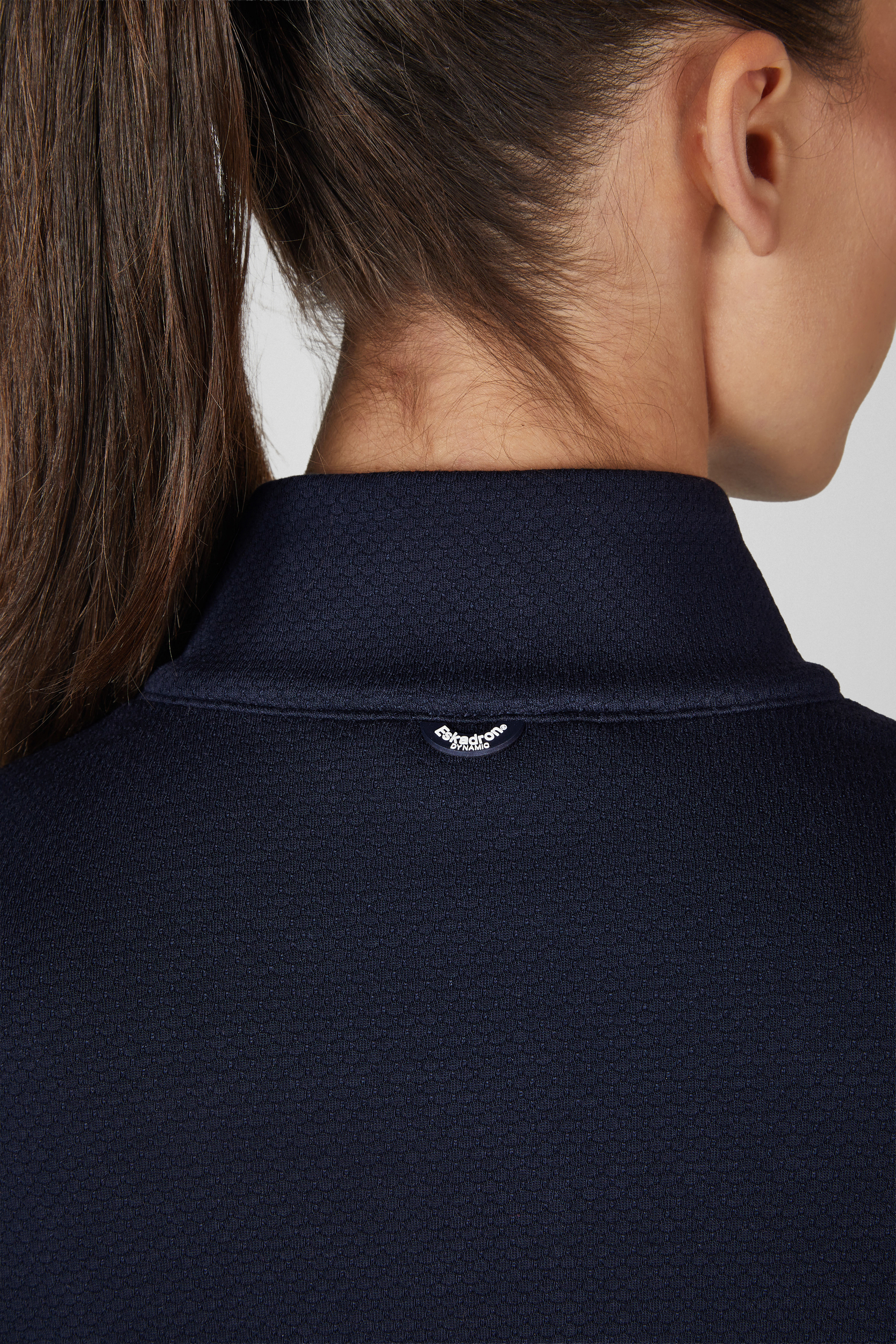 Navy polo, Kragen, Strukturiertes Gewebe, Nackenlogo, Rippenmuster
