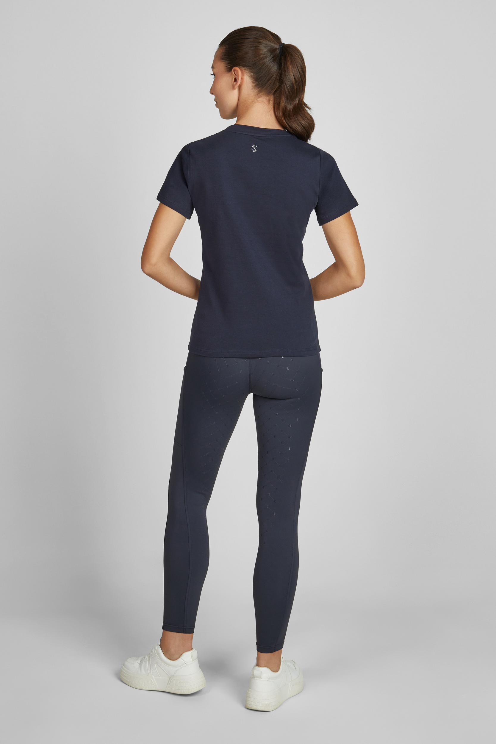 T-Shirt, Navy, Kurzarm, Rückenansicht, Leggings
